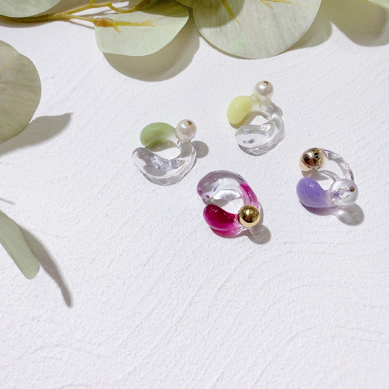 [手作家] 透明感珍珠耳骨夾