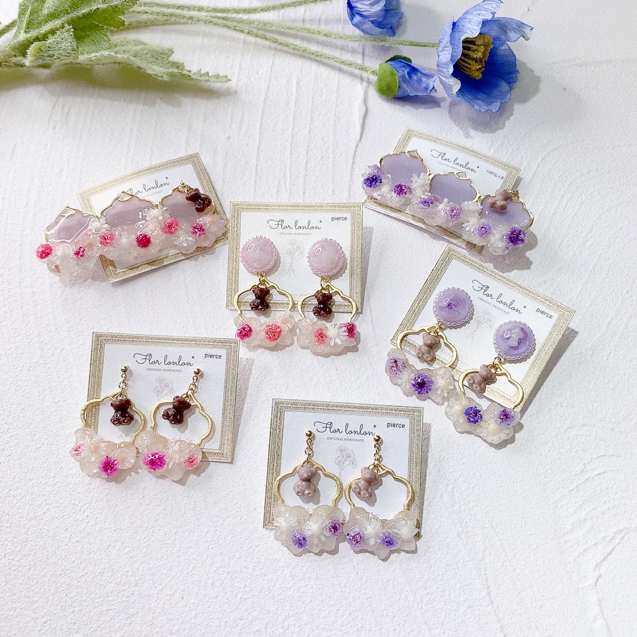 [手作家] 乾花x熊仔耳環/髮夾