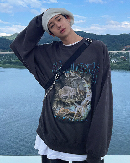 韓國代購｜FALLETT 塞倫蓋蒂動物PRINT 大學衛衣