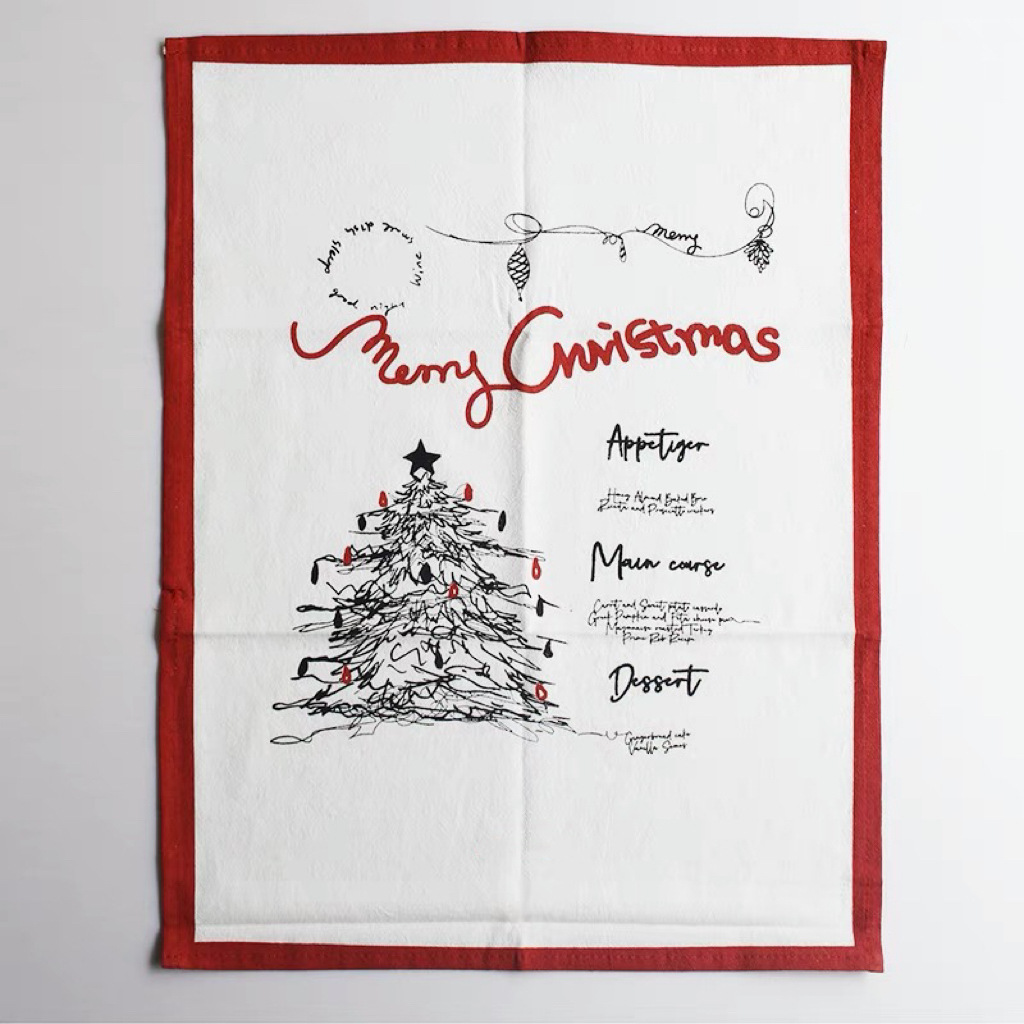 《3057》聖誕節紅色純棉餐巾布