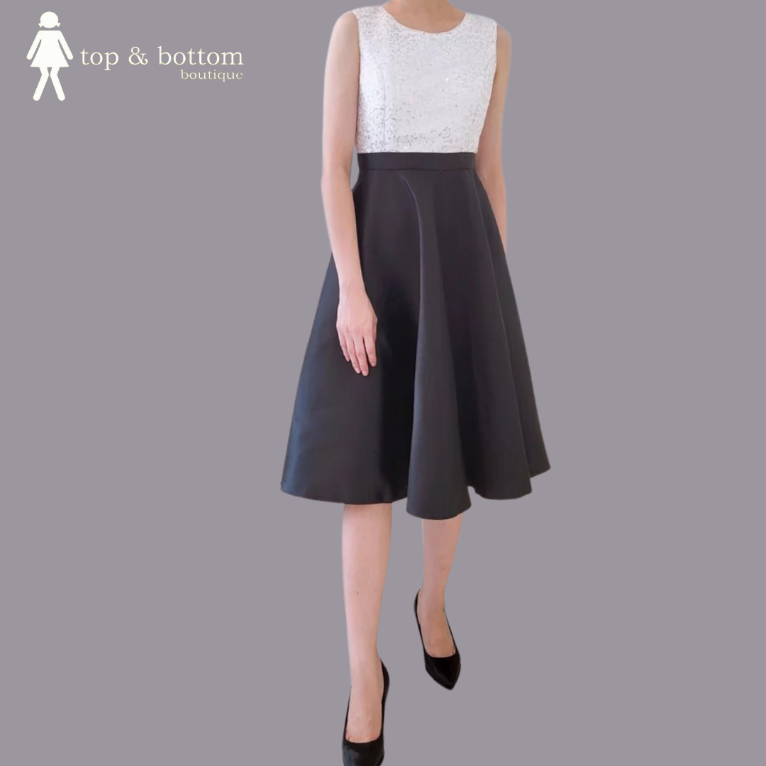 GLITTERED TOP SOLID DRESS