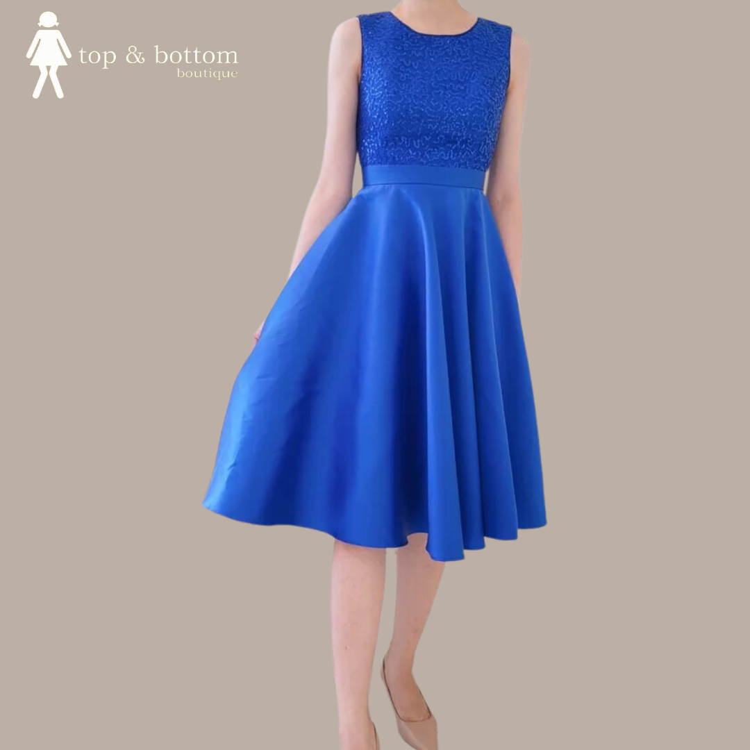 GLITTERED TOP SOLID DRESS