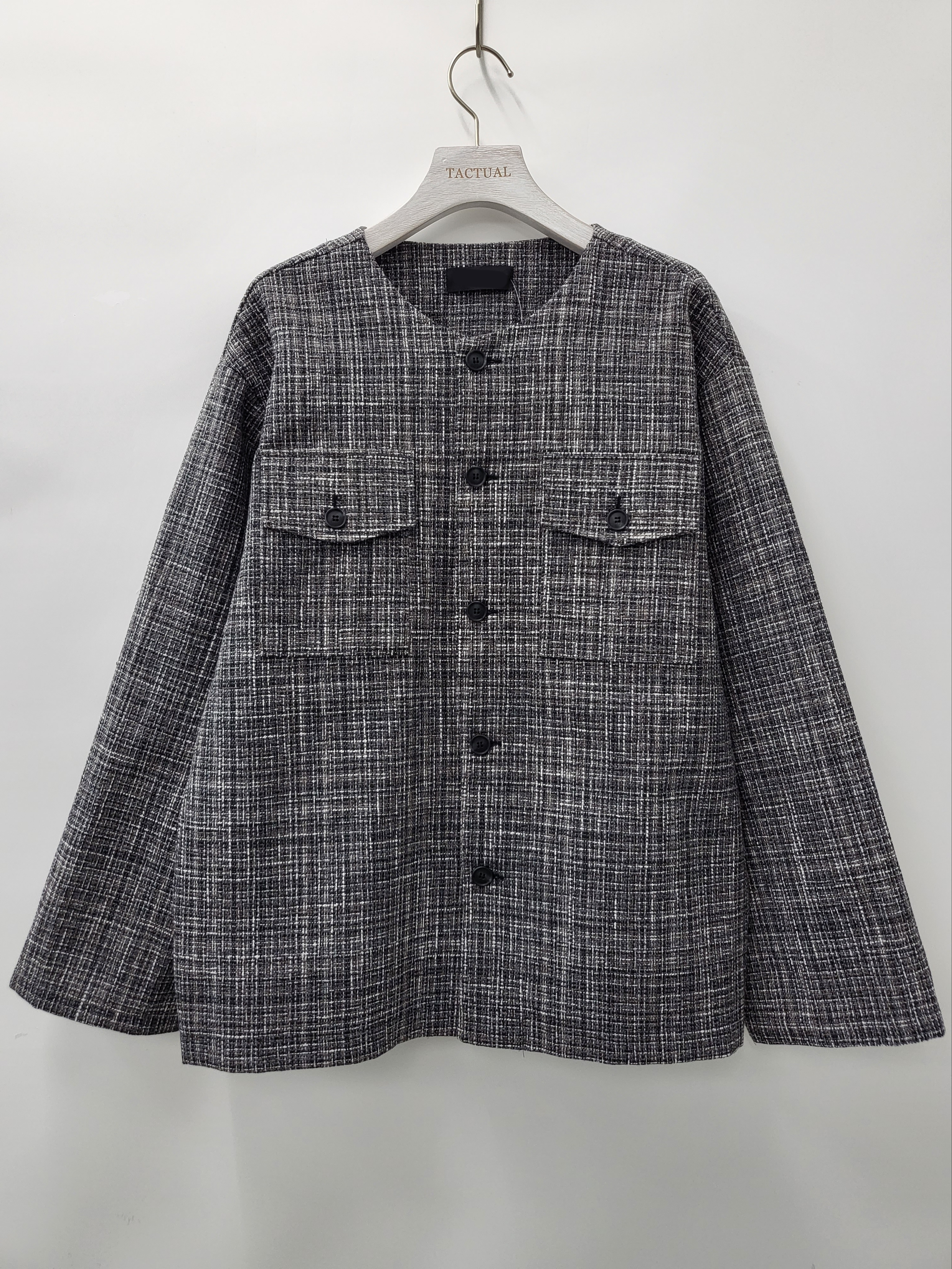 圓領格紋開胸外套 JK2391