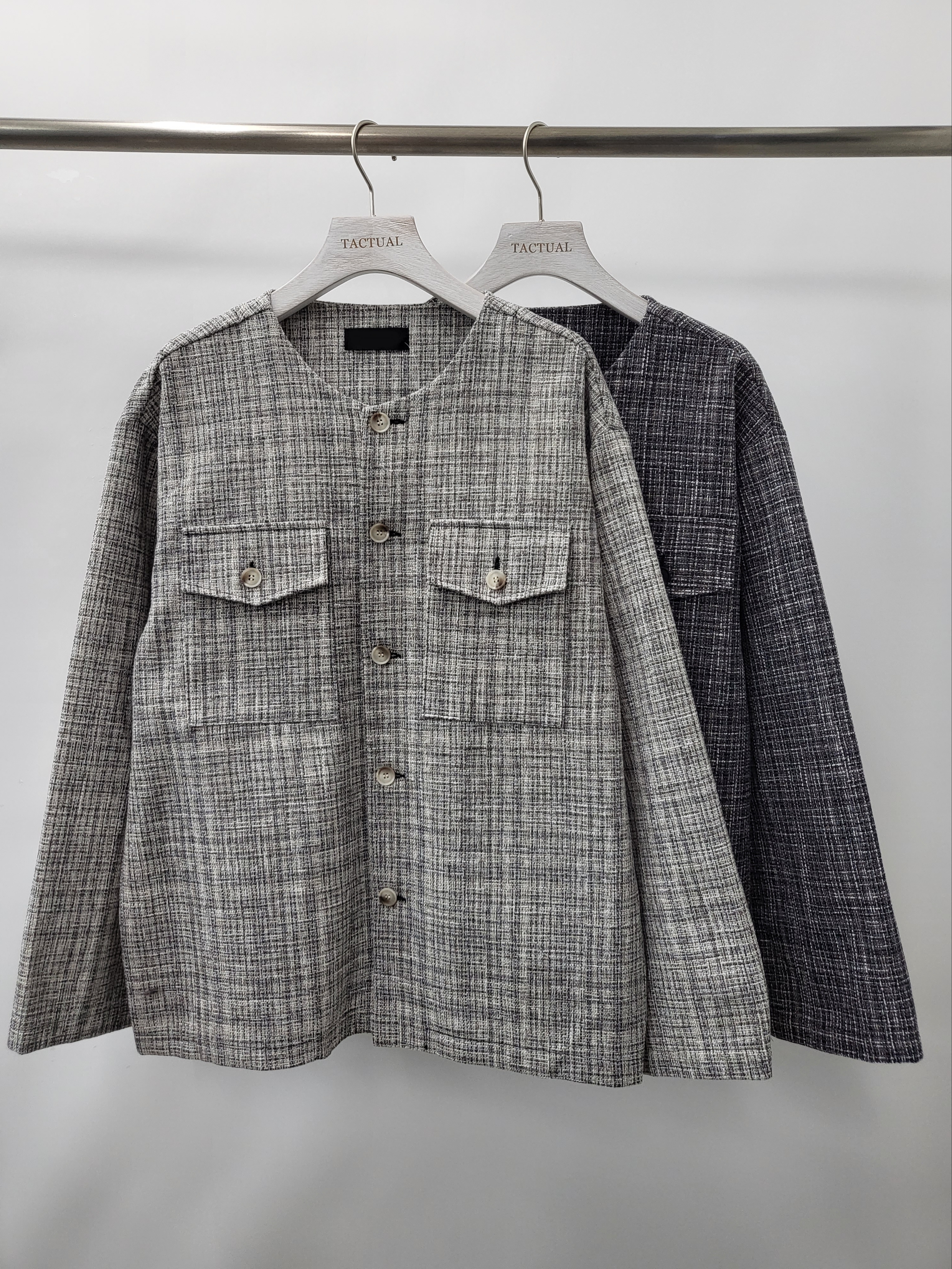 圓領格紋開胸外套 JK2391