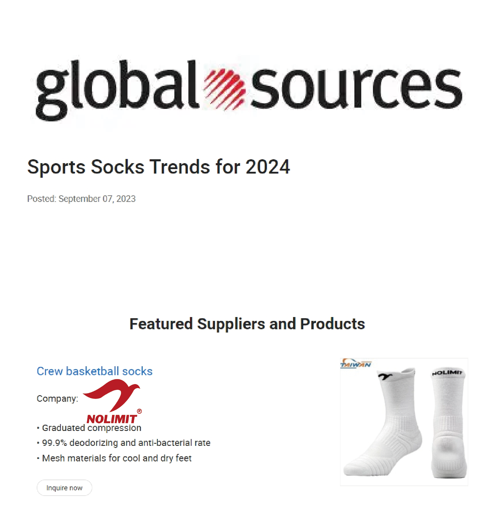 globalsources,sportsocks,socks,nolimitsocks,shehlih,moisture-wicking,merino wool,compression-socks
