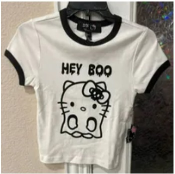 [S] FOREVER 21 WGA APPAREL LOGO/TEE/SS,CREAM/BLACK, 4919060202 (SZZ258)