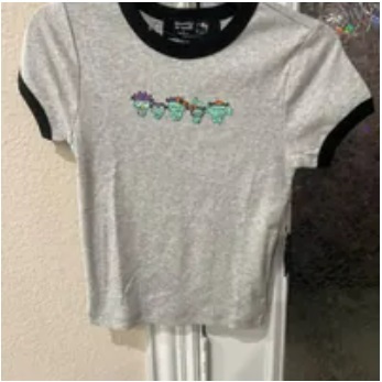 [S] FOREVER 21 WGA APPAREL LOGO/TEE/SS,HEATHER GREY/MULTI, 4919090302 [FINAL SALE] (SZZ260)