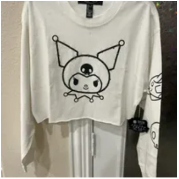 [S] FOREVER 21 WGA APPAREL LOGO/CROP TOP/LS,CREAM/MULTI, 4918700102 (SZZ264)