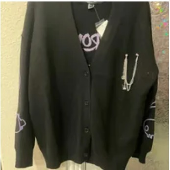 [S] FOREVER 21 WGA APPAREL SWEATER/CARDIGAN,BLACK/MULTI, 4918820102 (SZZ267)