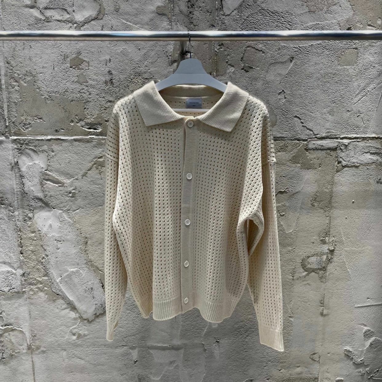 恤衫領格紋開胸針織外套 WEEKEND-002JK