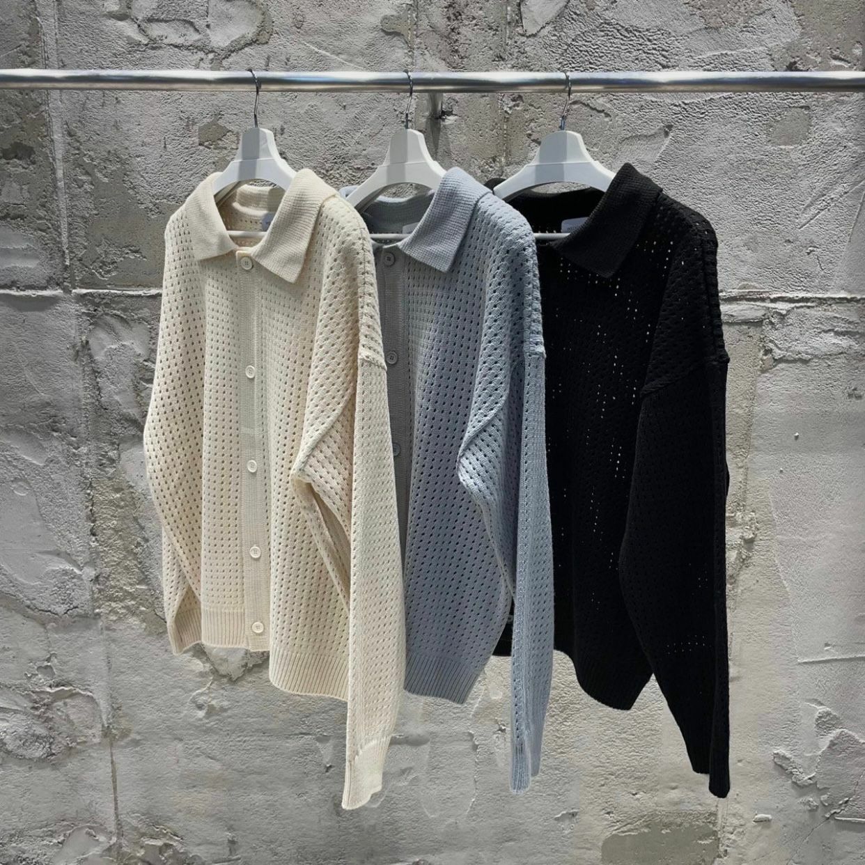 恤衫領格紋開胸針織外套 WEEKEND-002JK