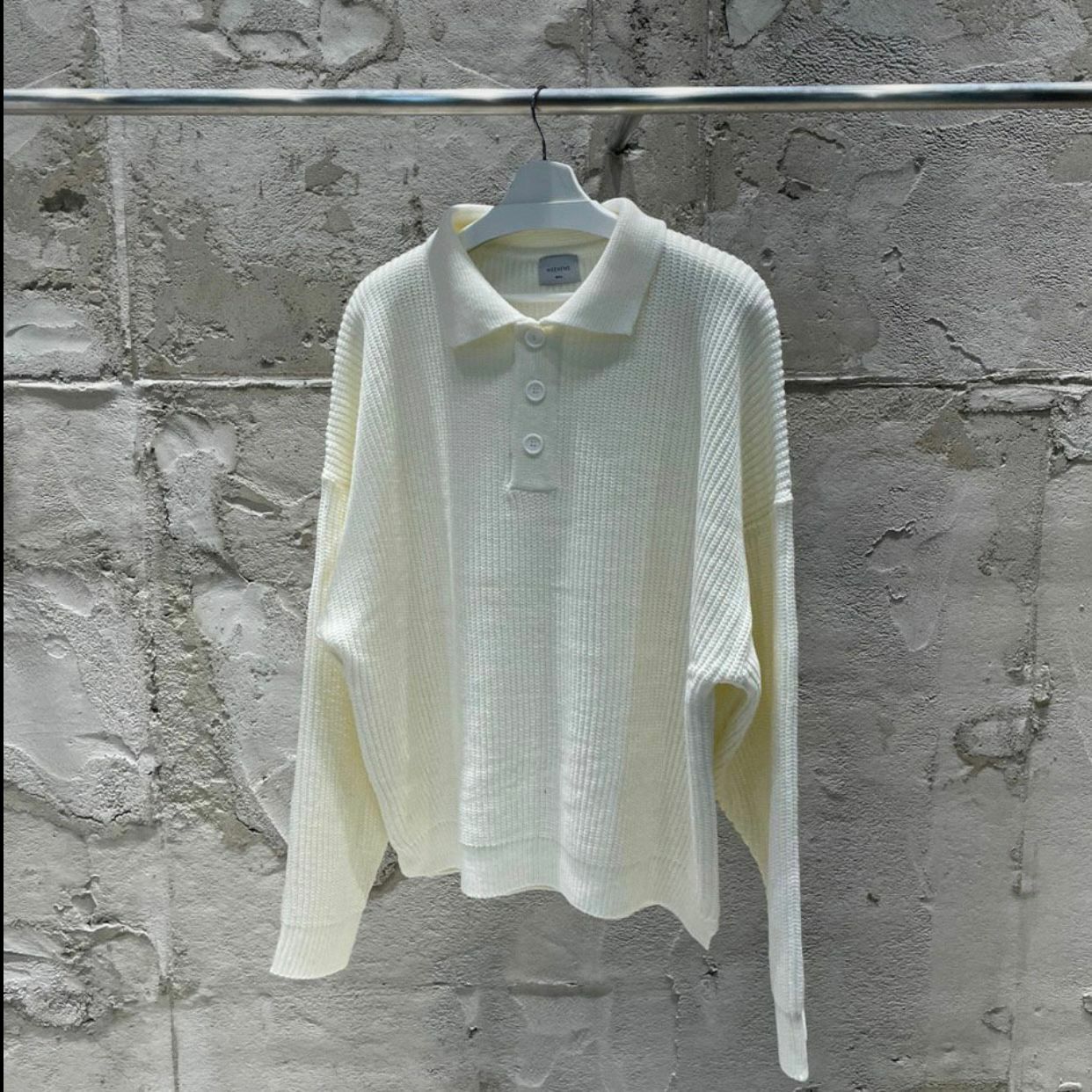 暗直紋半開胸長袖針織 PoloTee WEEKEND-010T