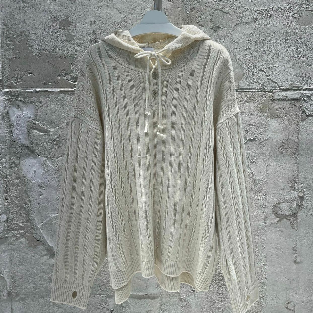 暗直紋半開胸連帽針織衫 WEEKEND-013T