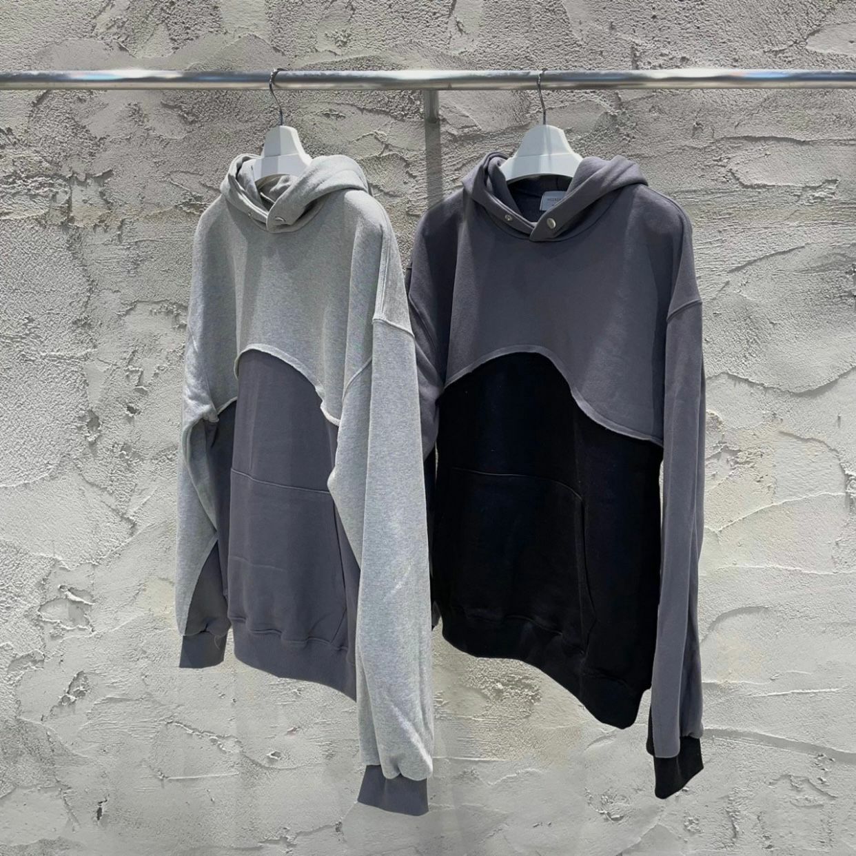 拼色假兩件連帽衛衣 WEEKEND-018T