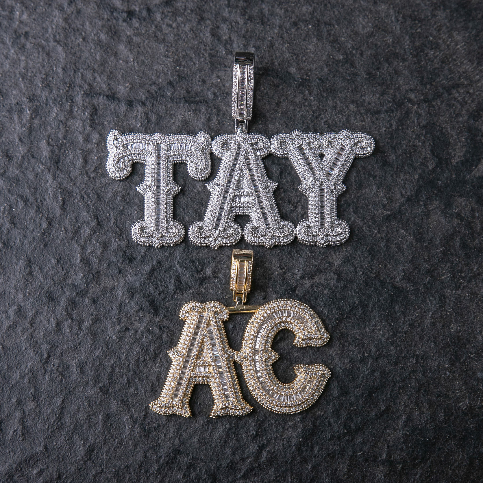 客製化滿鑲墨西哥字體(A-Z)字母墜飾