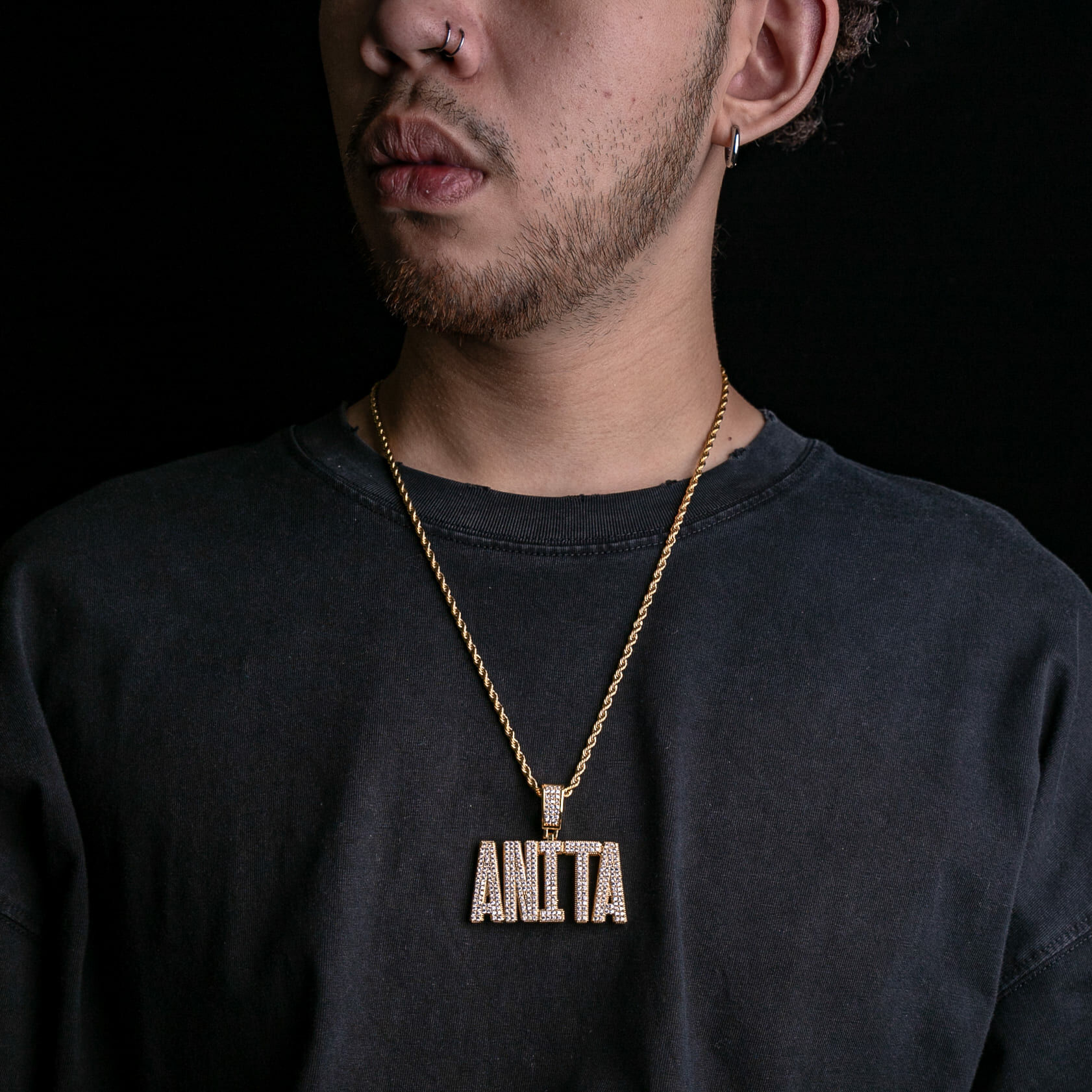 客製化滿鑲GOBOLD字體(A-Z)字母墜飾