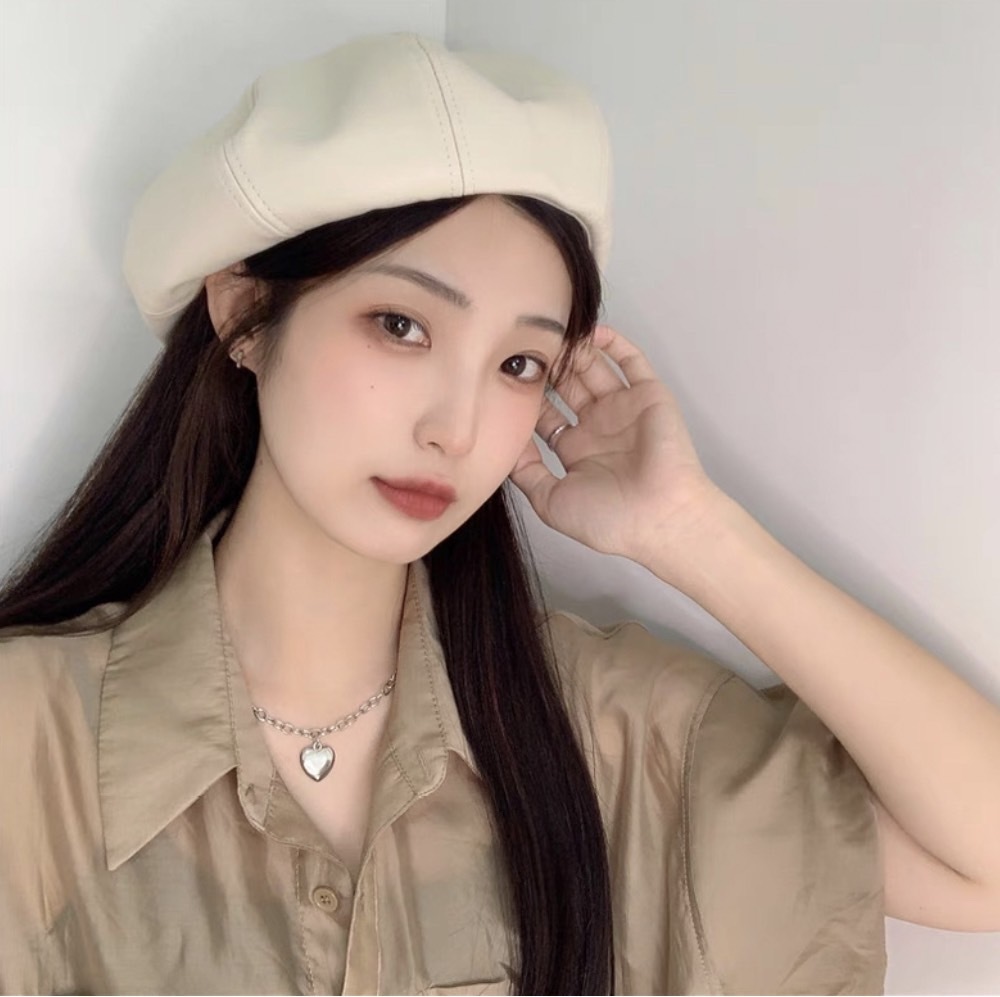 質感皮革貝雷帽/四色