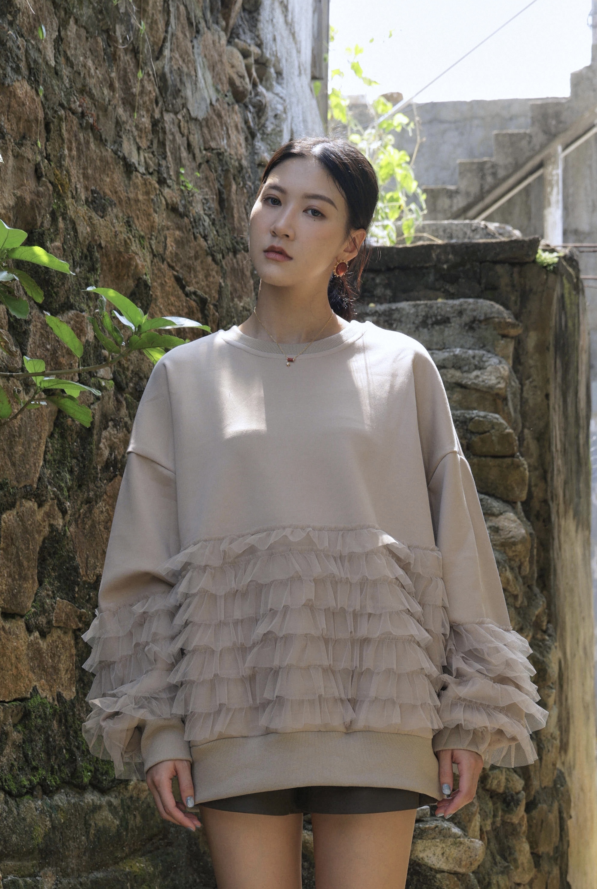 層層網紗ruffle衛衣（*現貨款式）