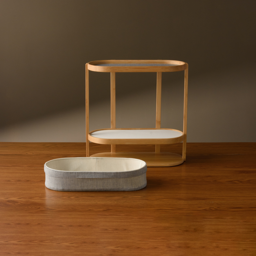 底部質感布抽屜可活動拉抽,適合收納需防塵的咖啡用品