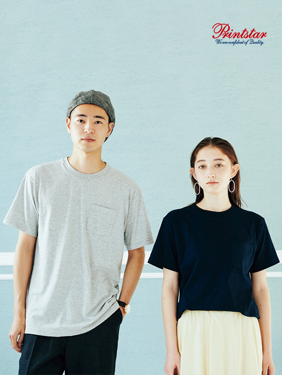 日本 Printstar 5.6oz 109天竺棉 全棉圓領 口袋短Ｔ