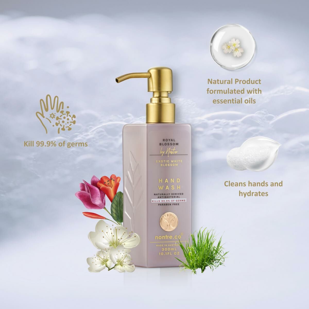 Nontre - 潔手液 皇家花香, 300 毫升