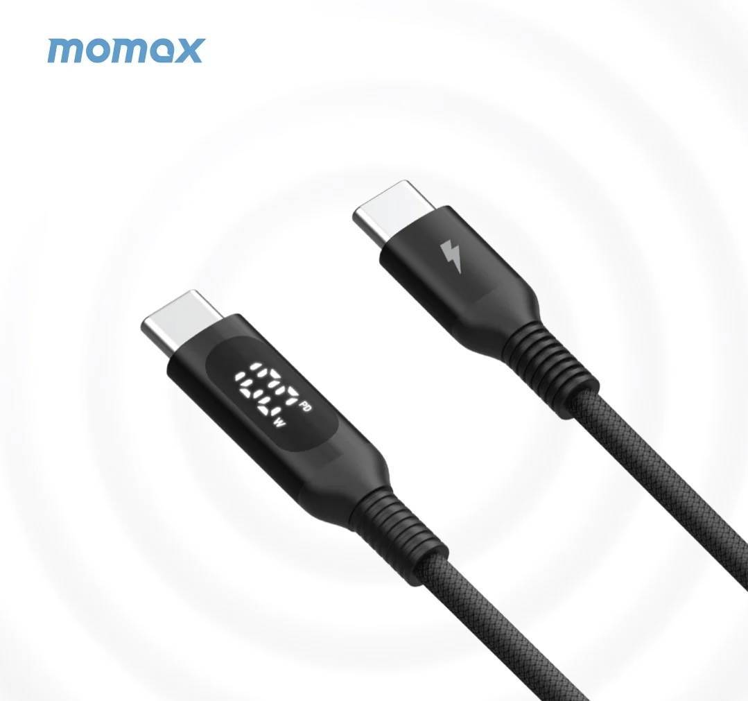 Momax Elitelink USB-C to USB-C PD 100W LED尼龍編織充電線 (1.2m) 黑色 DC22D