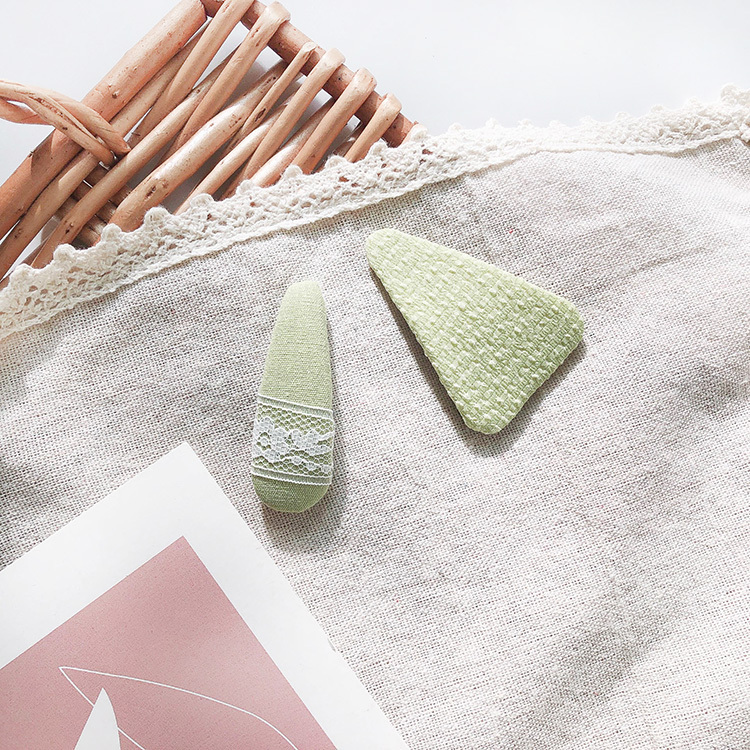 馬卡龍綠蕾絲髮夾