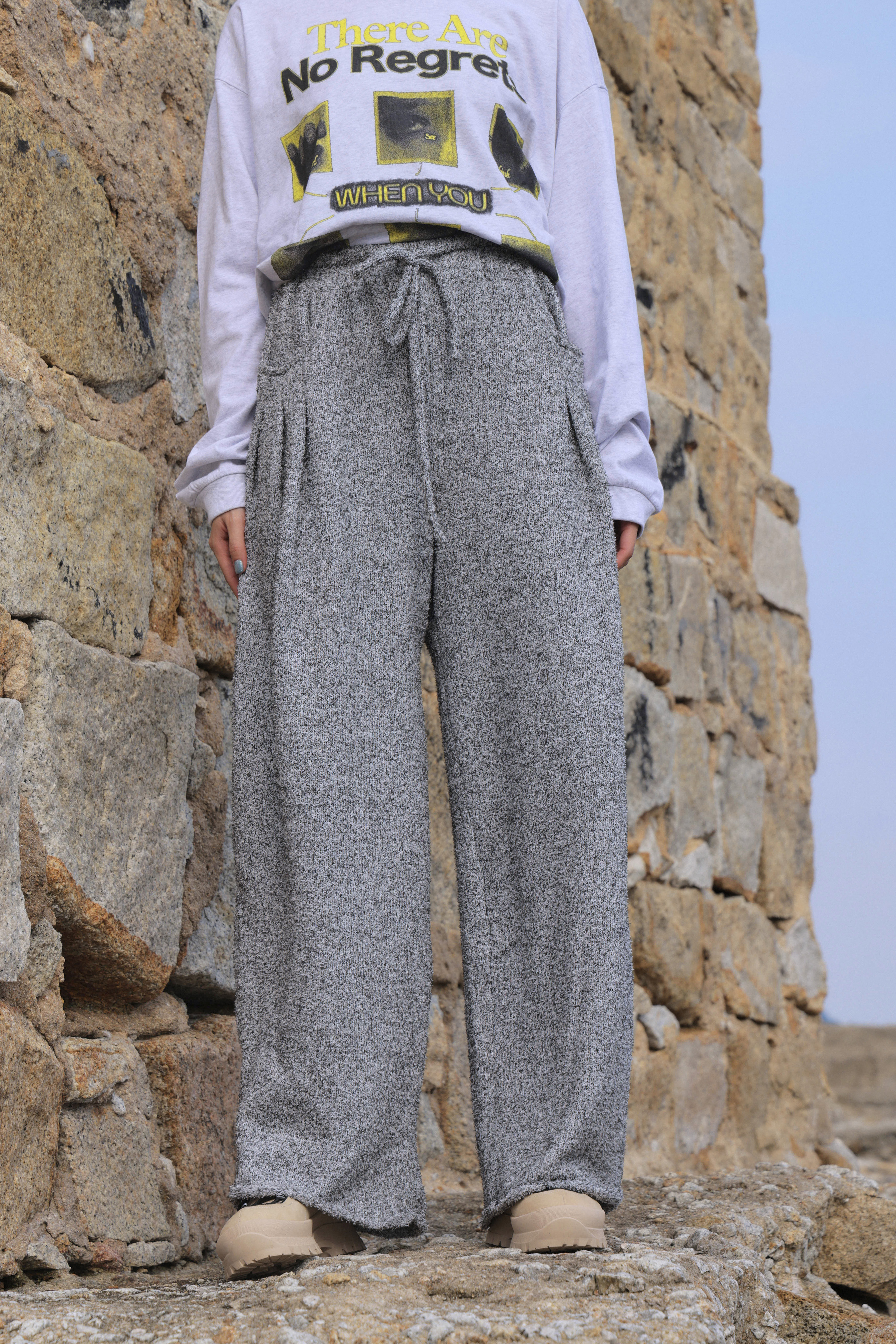 鬆軟毛料針織闊褲（現貨款式）