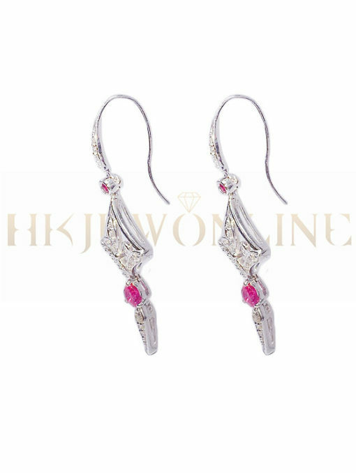 18K White Gold Ruby Diamond Earrings