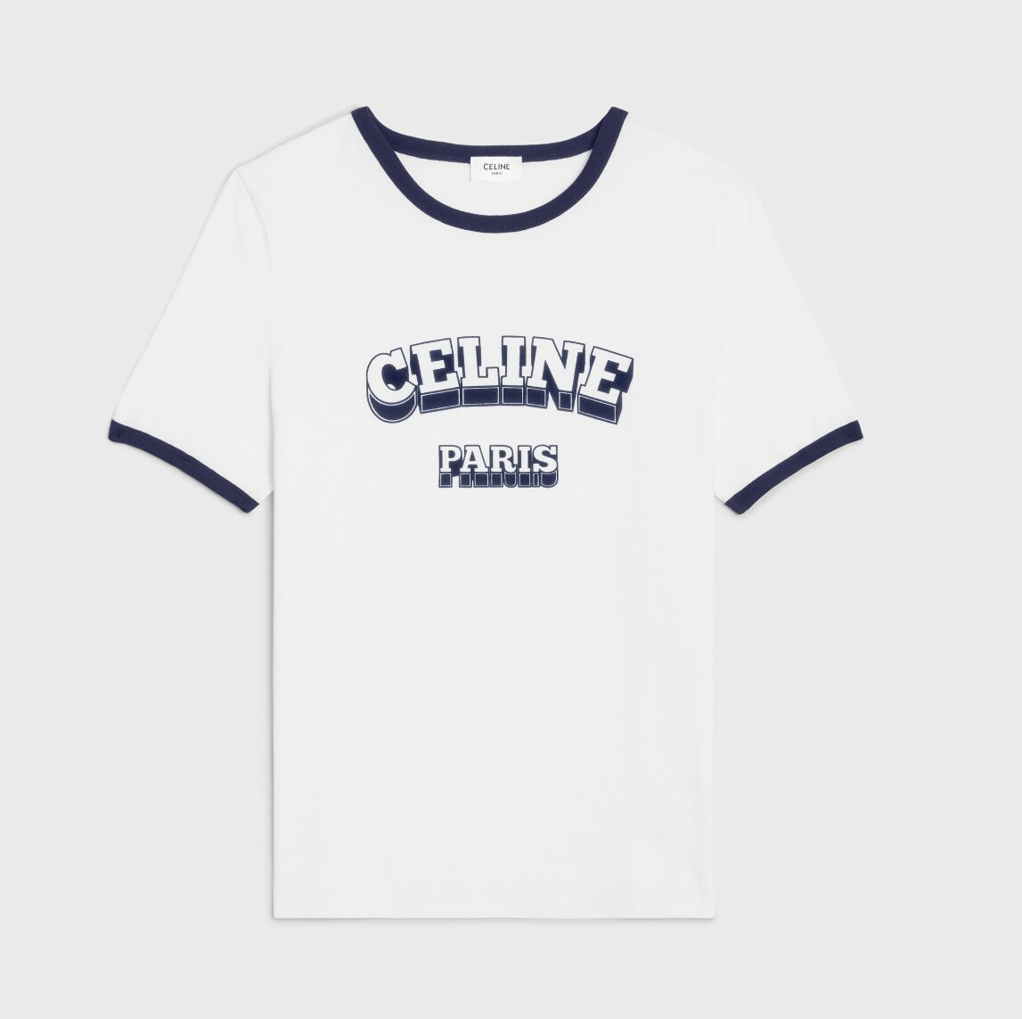 CCL07690 CELINE Paris 70'S TShirt In Cotton Jersey Off