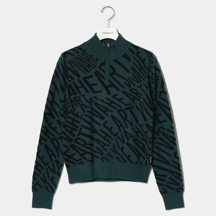 女士-字母印花半拉鍊針織衫