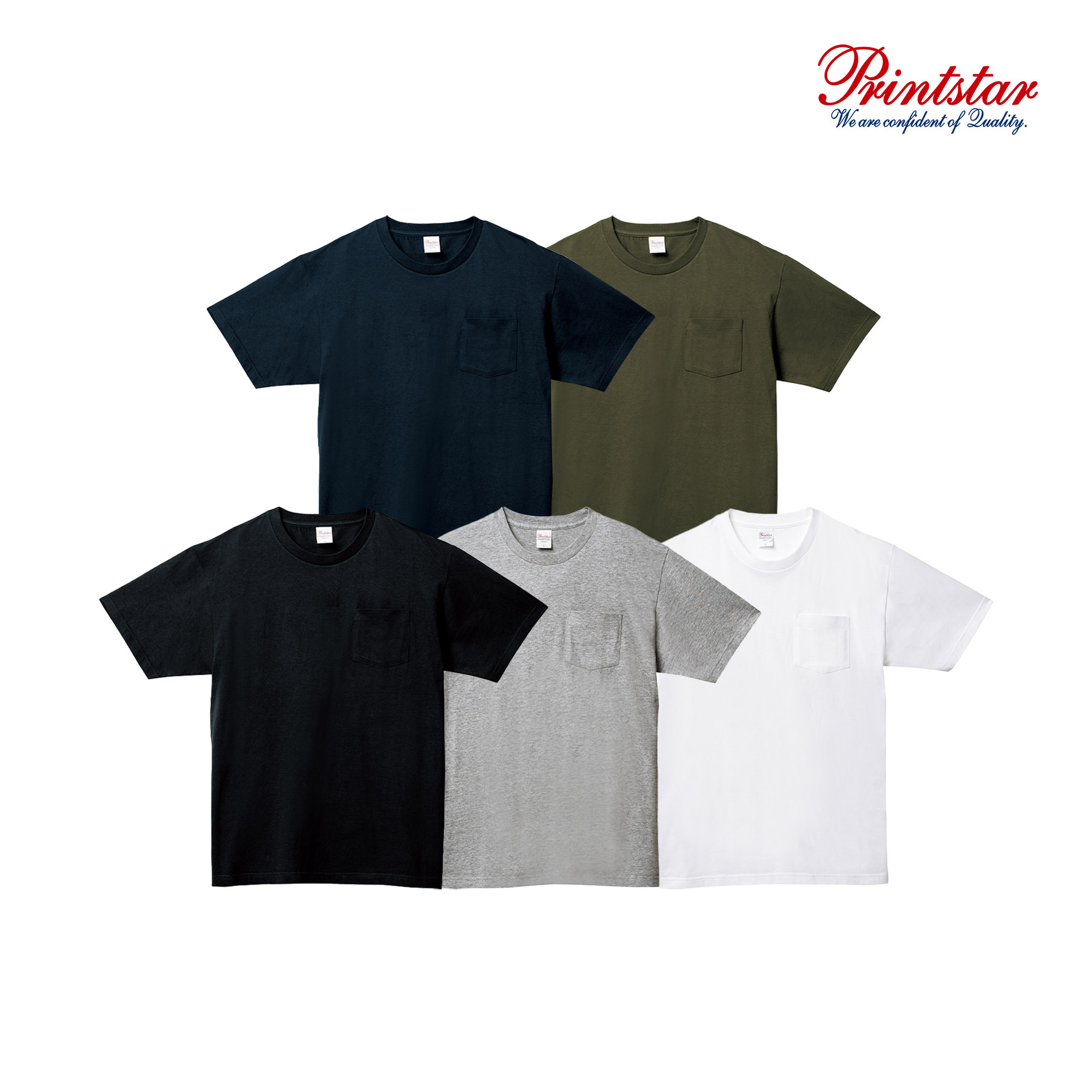 日本 Printstar 5.6oz 109天竺棉 全棉圓領 口袋短Ｔ
