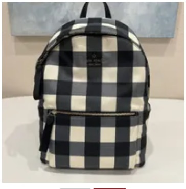 [S] KATE SPADE KC538 CHELSEA TEXTURED GINGHAM PRINT BACKPACK,BLACK MULTI, 196021321399 (SKS856)