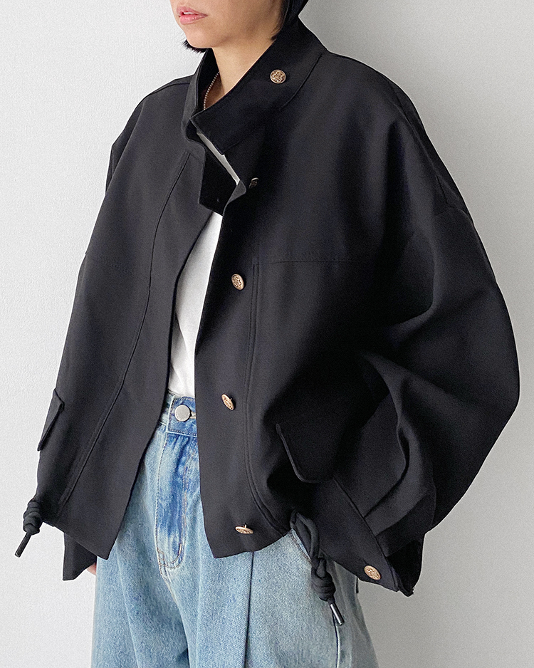 MFO-2405 立領抽繩夾克 ʙʟᴀᴄᴋ