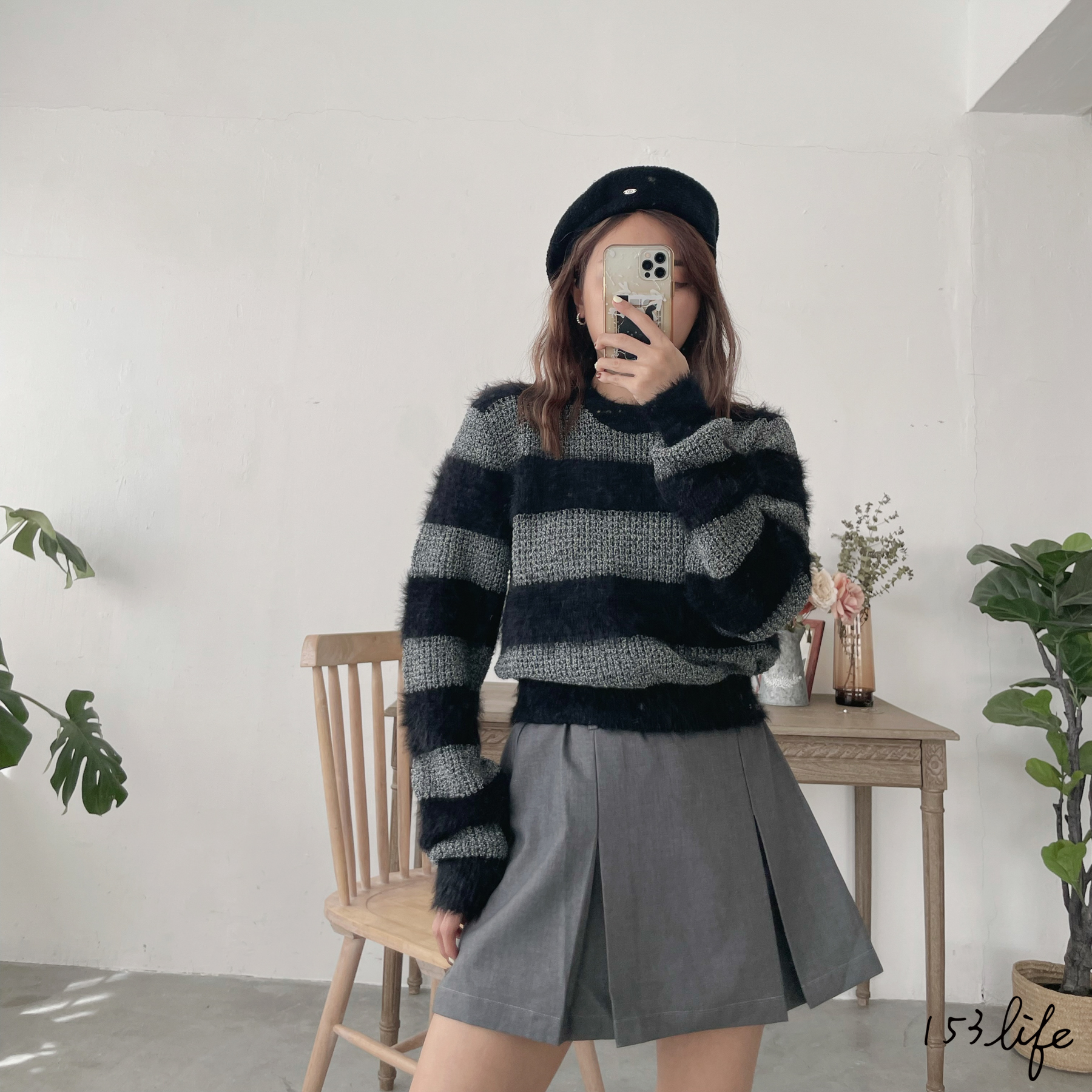 |現貨|𝑙𝑎𝑑𝑦.輕熟風| 高質感粗條紋毛絨拼接毛衣(3色)