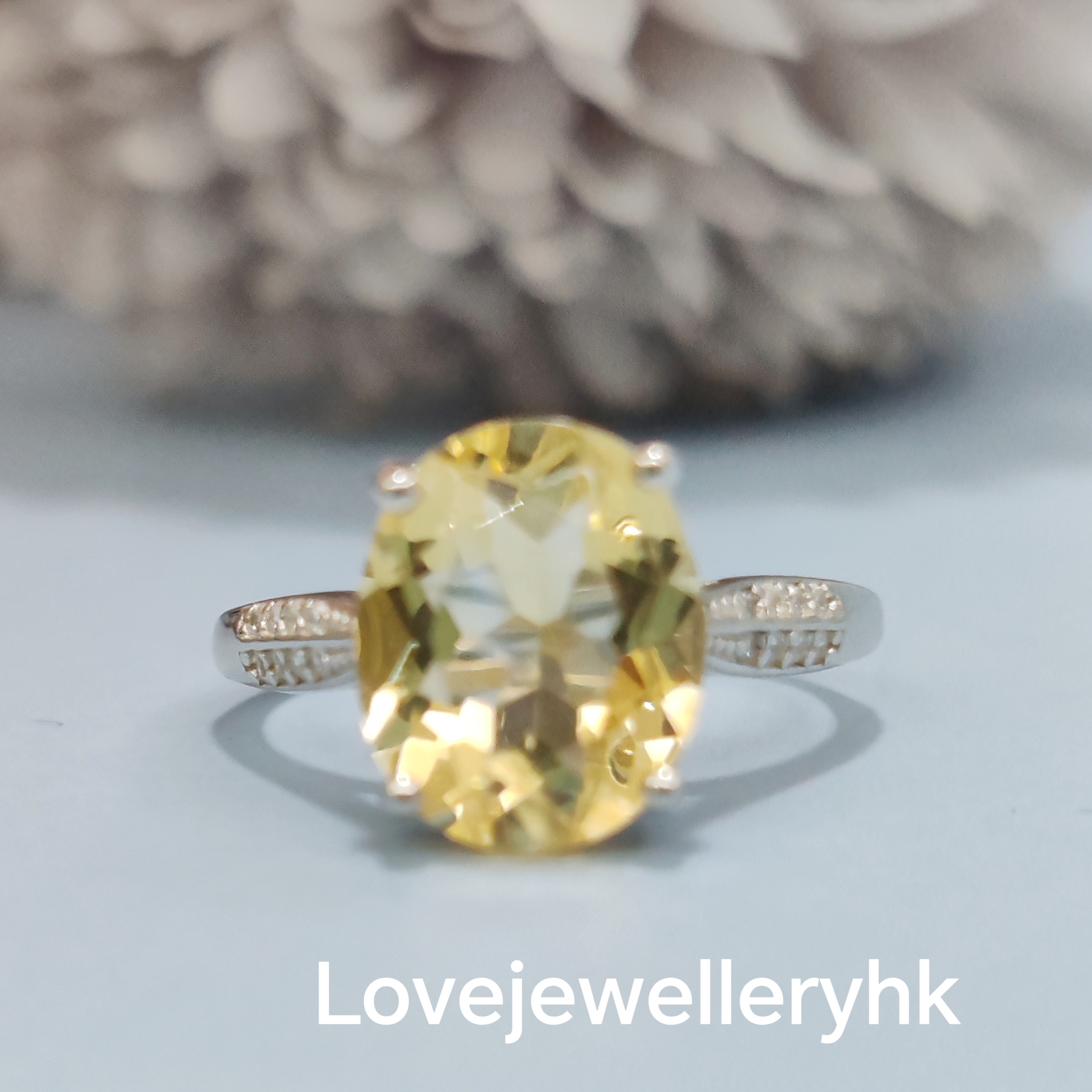 天然蛋形黃晶戒指    GR008