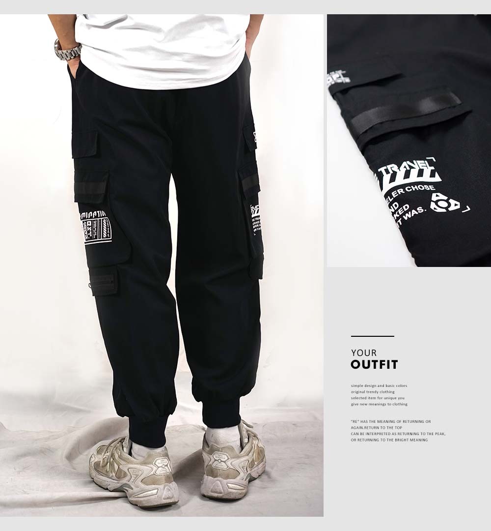 RETOP 工裝軍風 星際旅人多口袋工裝褲 黑