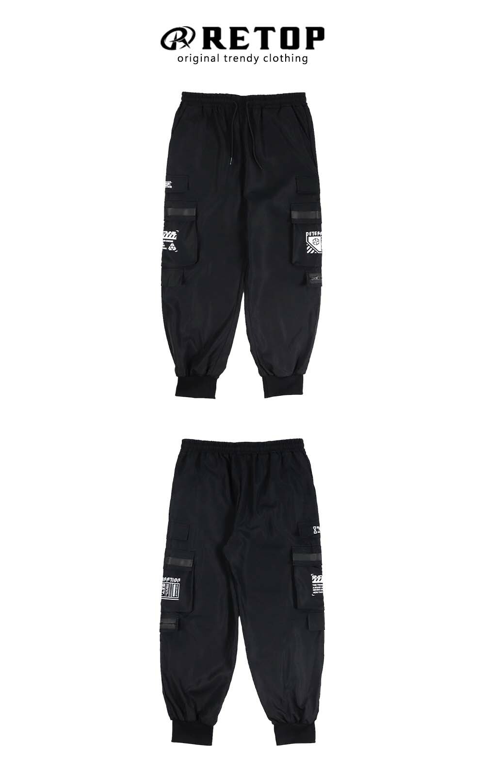 RETOP 工裝軍風 星際旅人多口袋工裝褲 黑