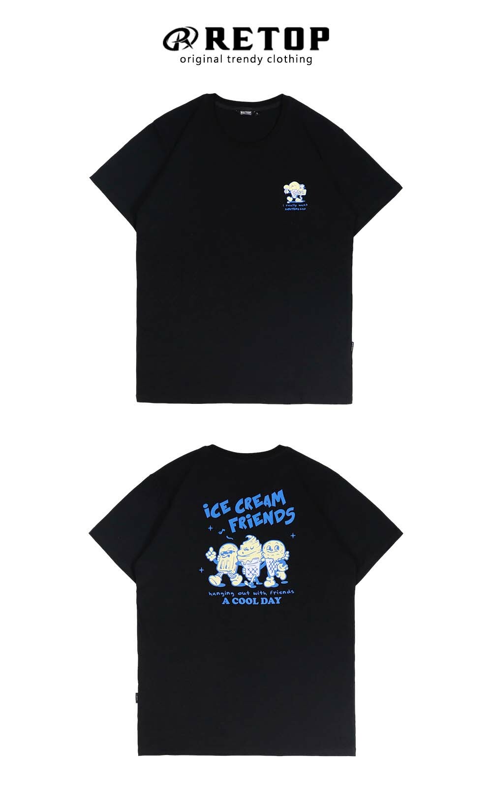 RETOP 萊卡系列 沁涼酷夏涼感萊卡圓領T 黑