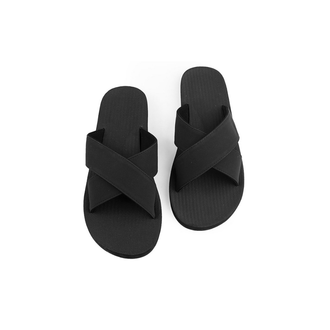 ※INDOSOLE CROSS女款交叉拖鞋/墨碳黑BLACK