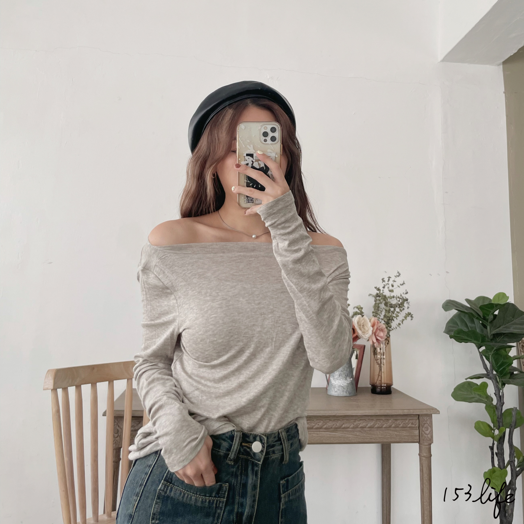 |現貨|𝑙𝑎𝑑𝑦.輕熟風| 彈性一字領長版上衣