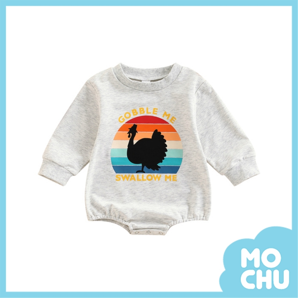 彩虹火雞背影長袖包屁衣