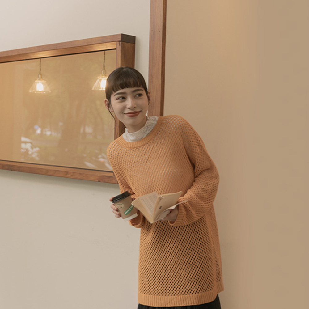 Slightly high-necked full jacquard top two colors【01097728】in stock+pre-order