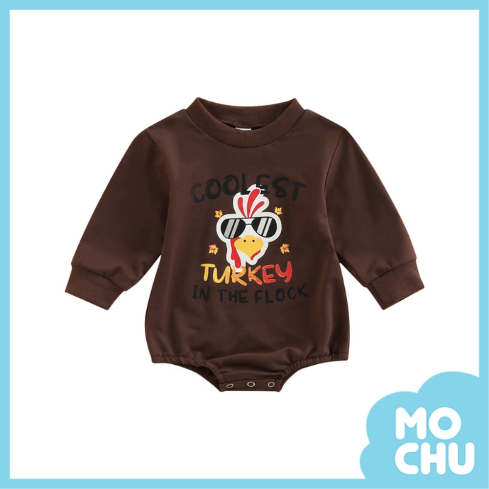 墨鏡帥氣小火雞長袖包屁衣