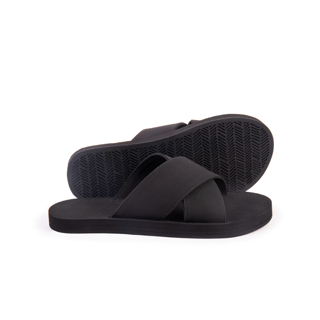 ※INDOSOLE CROSS男款交叉拖鞋/墨碳黑BLACK🔥