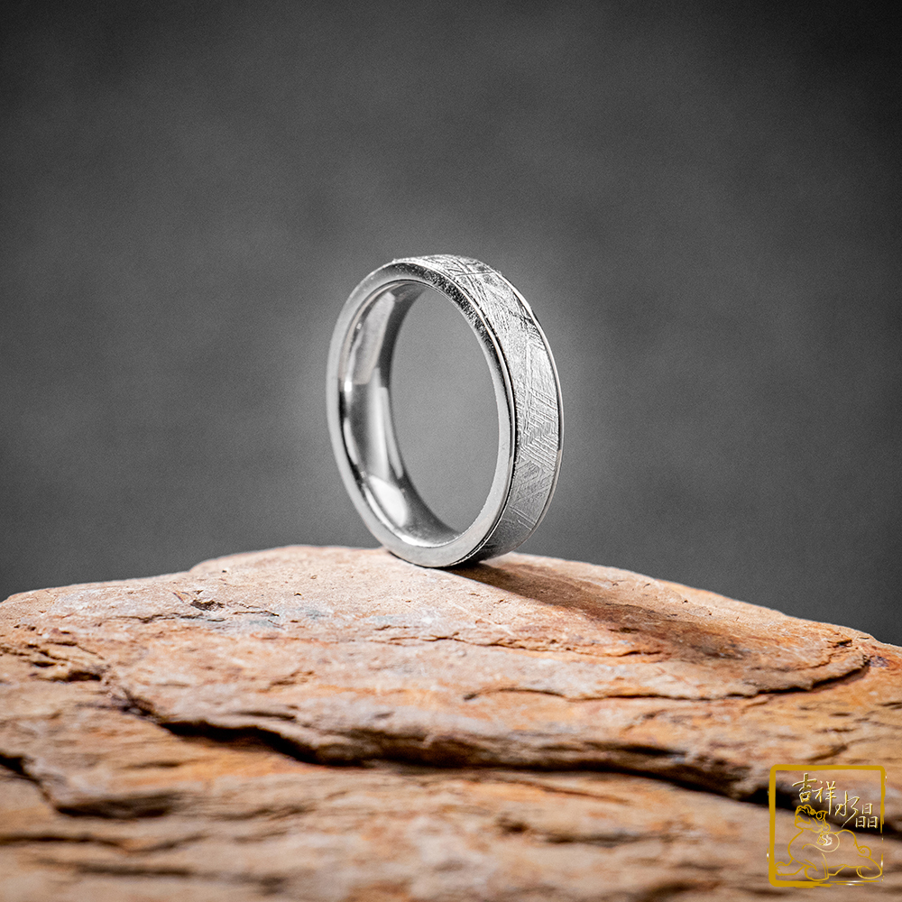 鎳鐵隕石-天鐵隕石戒指 鈦鋼內圈 / 多尺寸可挑