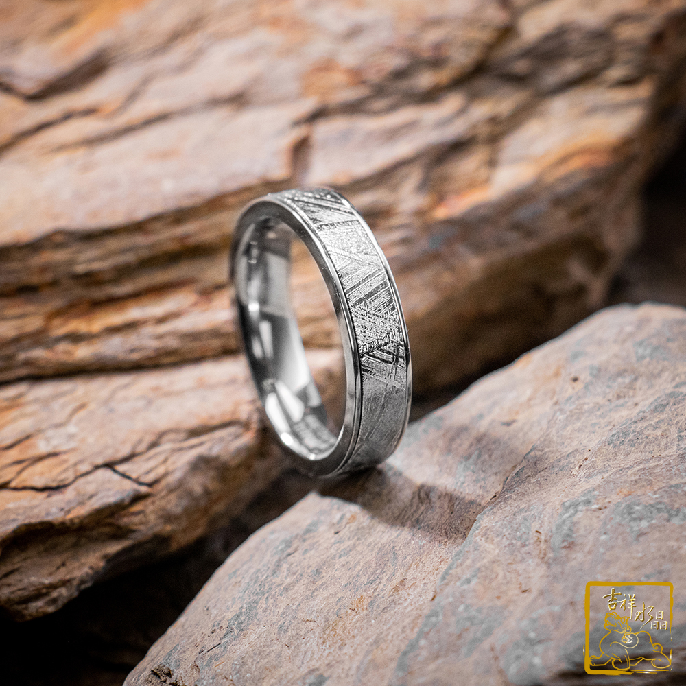 鎳鐵隕石-天鐵隕石戒指 鈦鋼內圈 / 多尺寸可挑