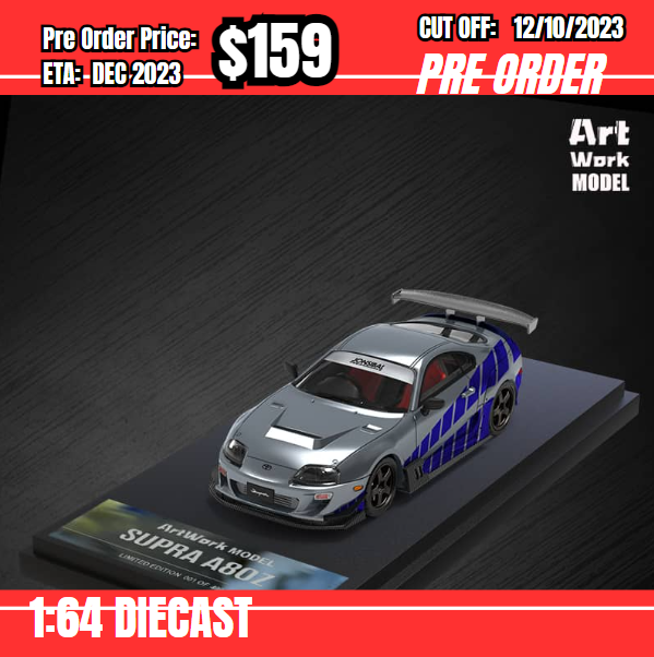 PO-$159 * Time Micro * 1:64 Toyota Supra A80 F&F Silver Blue [OD04/10]