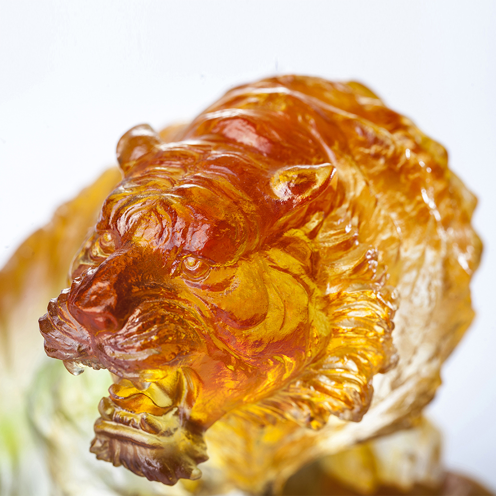 Liuli 琉璃 虎 LIULI Crystal Tiger, Chinese Zodiac, Mighty Roar (Amber) – LIULI