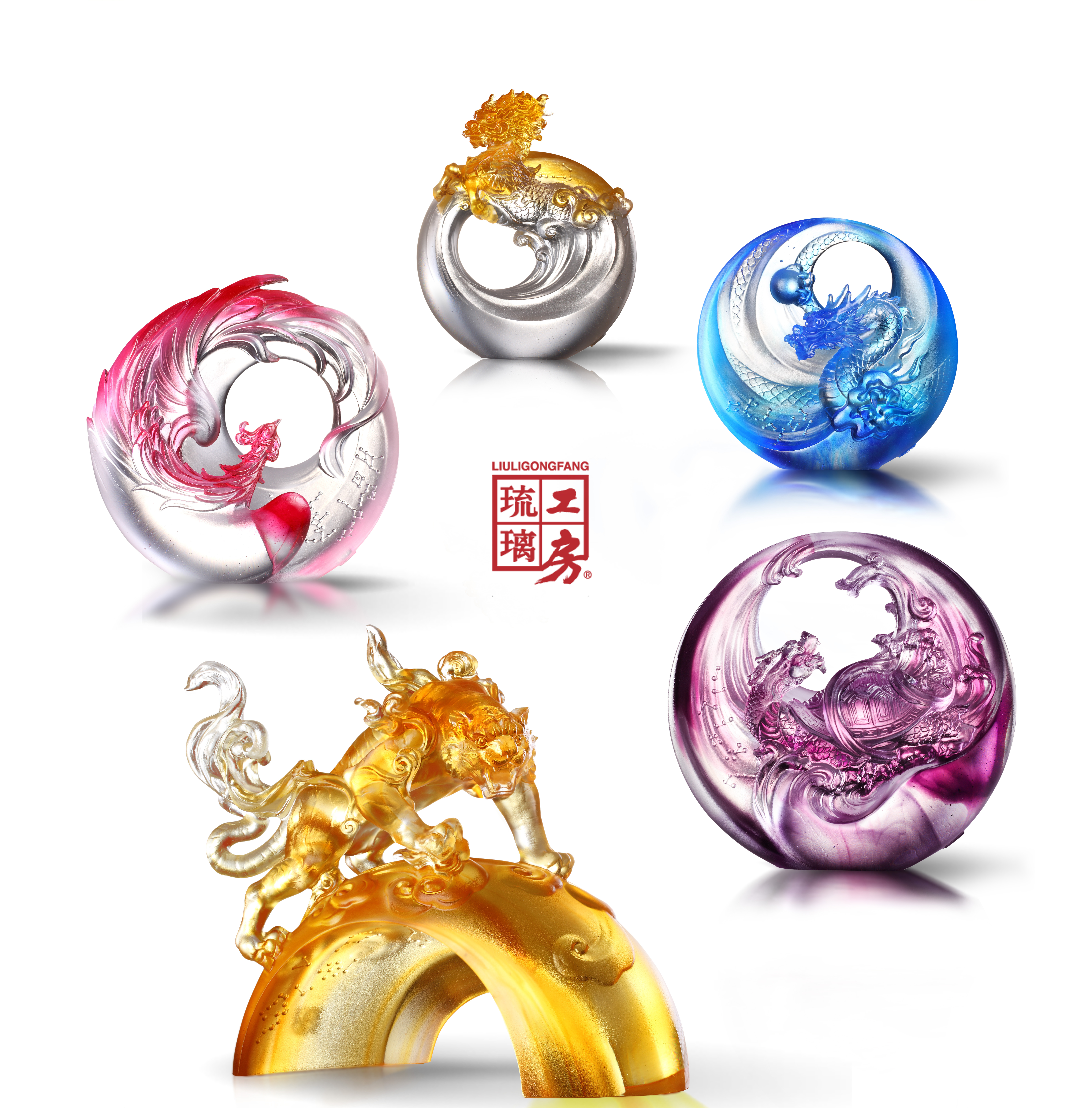 瑠璃置物。玄武文。美品。2005年作品。琉璃工坊。美術品。自家藏出。